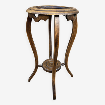 Antique French Art Deco pedestal table 1930s oak plant holder