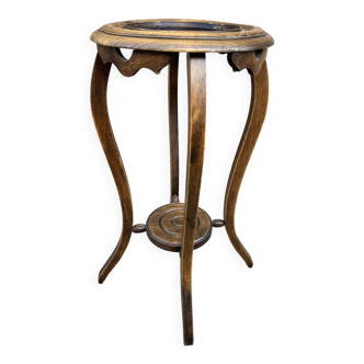 Antique French Art Deco pedestal table 1930s oak plant holder
