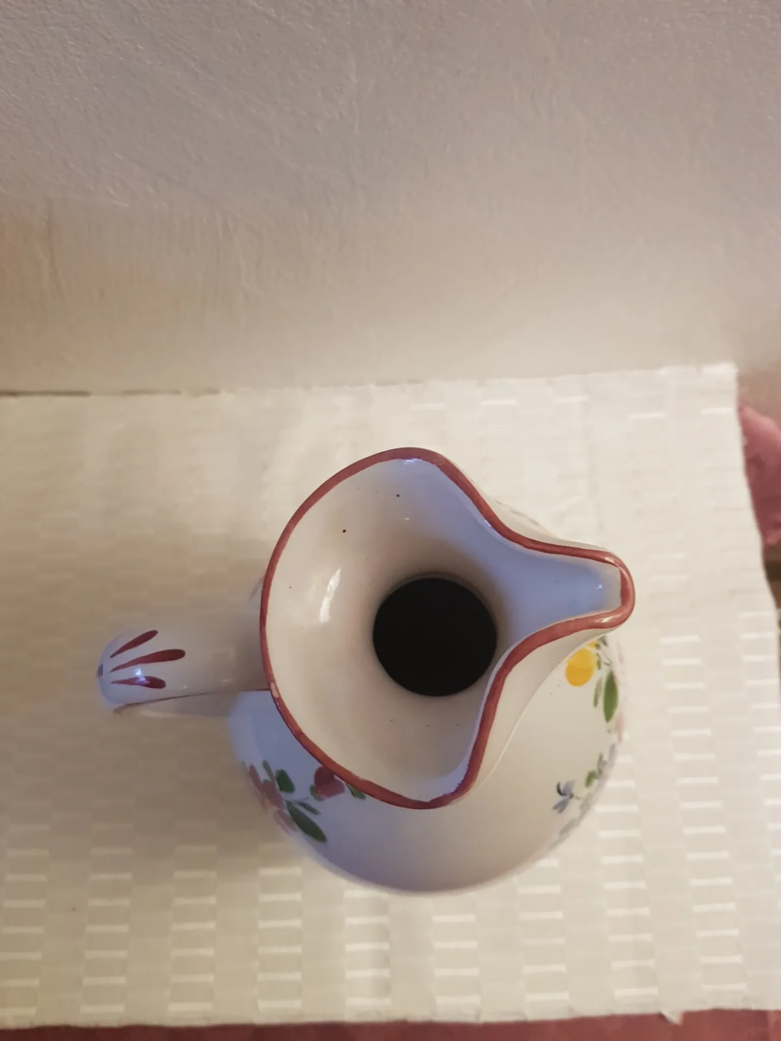 Aiguiere ancienne en faience de Badonviller decor  floral