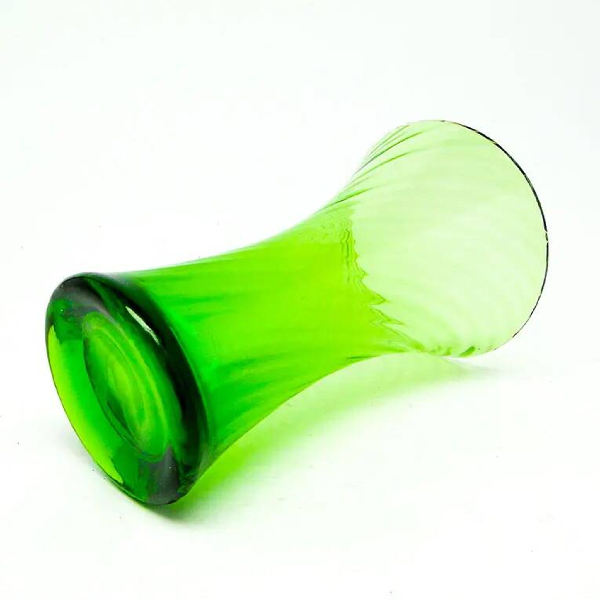 Postmodern vase, green glass, Huta Hortensja, Poland, 1970s