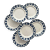 6 antique dessert plates, ironstone "Nancy" Sarreguemines