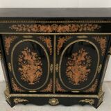 Meuble Napoléon III en bois noir et marqueterie de bois clair XIX siècle