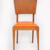 Vintage chair, wooden chair, old chair, extra chair, orange leather seating chair, cu