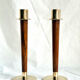 Pair of Danish Art Deco Candle Holders  in Wood & Brass