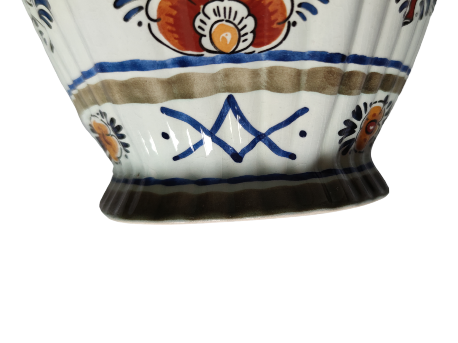 Vintage Delft Porcelain White Floral Vase