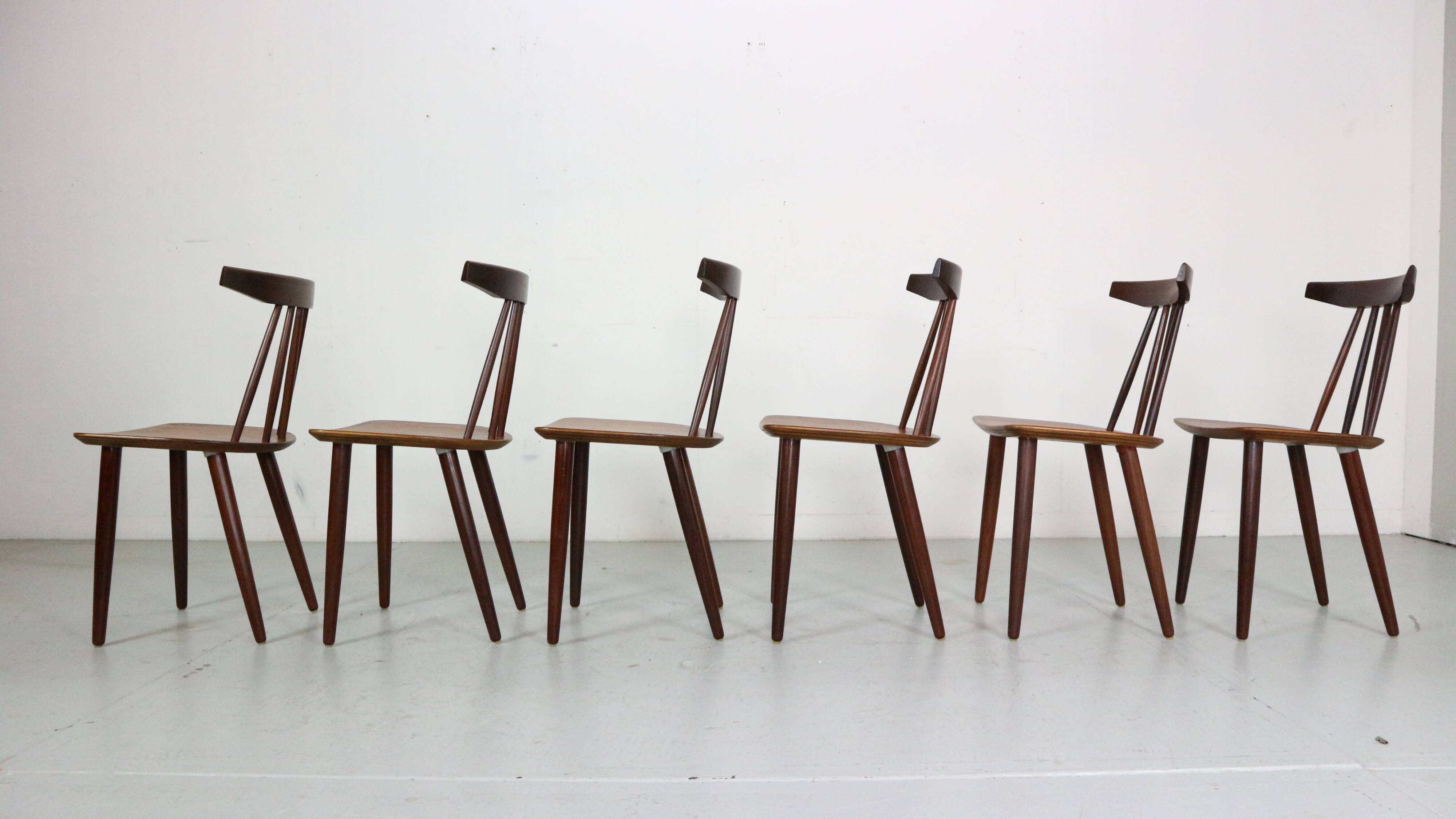 Poul Volther Set Of 6 Dinning Room Chairs "3705" For Fremel Røjle, Denmark, 1960