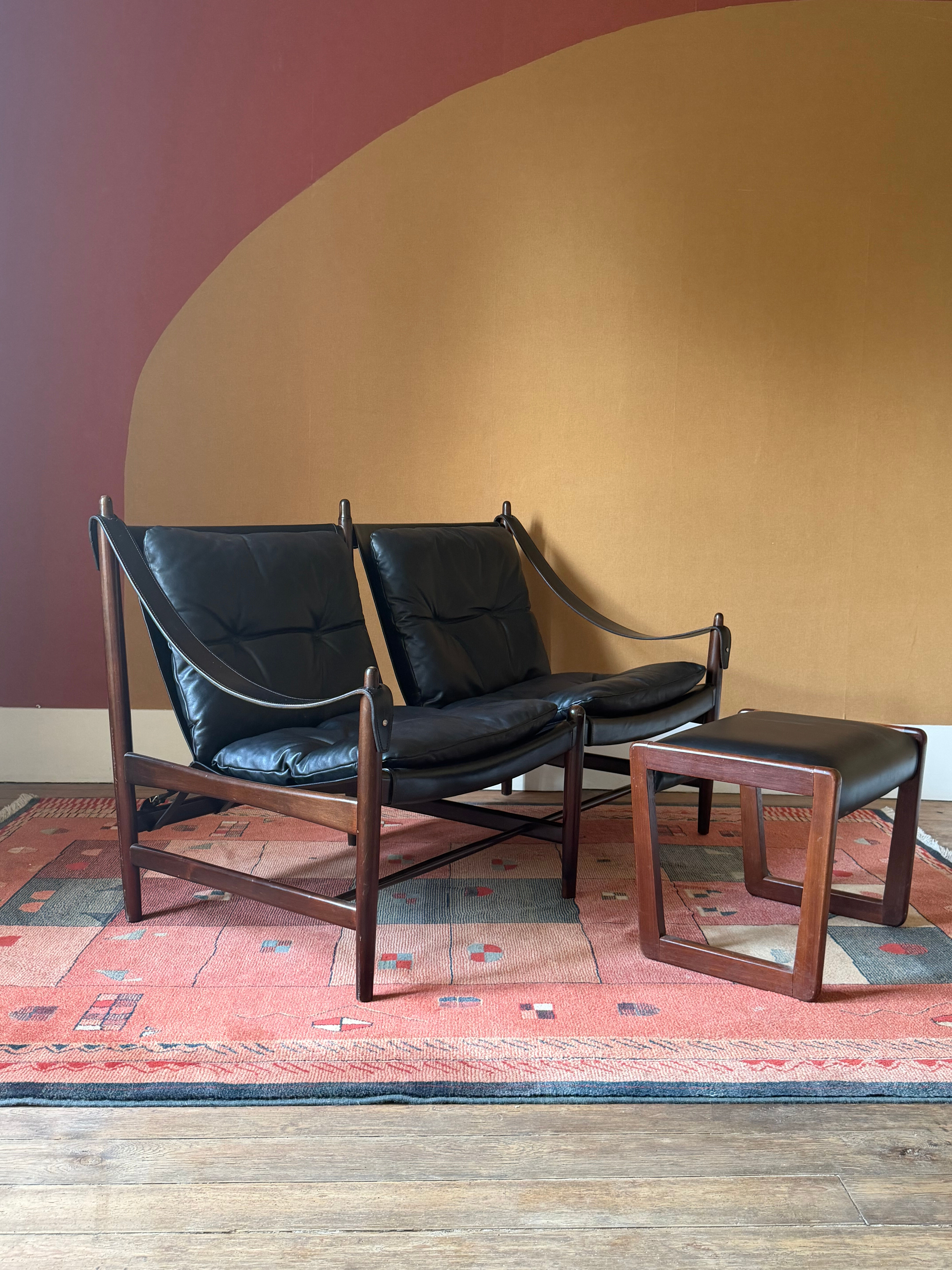 Canapé Banquette safari 2 places scandinave cuir