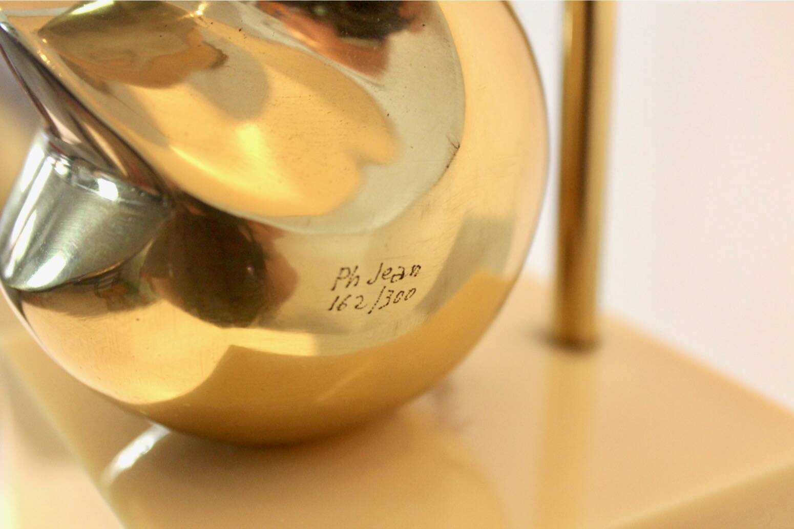 Pair of Exclusive Philippe-Jean Brass Art Sculpture Table Lamps, signed