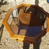 Table basse en bois et en verre vintage