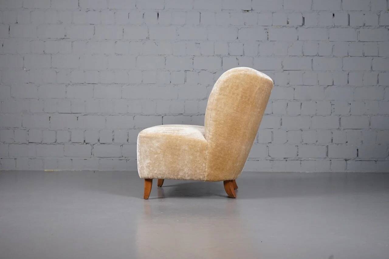 Fauteuil scandinave en velours à poils longs