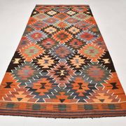 Geometric Pattern Multicolor Wool Kilim Rug, 192x256 Cm