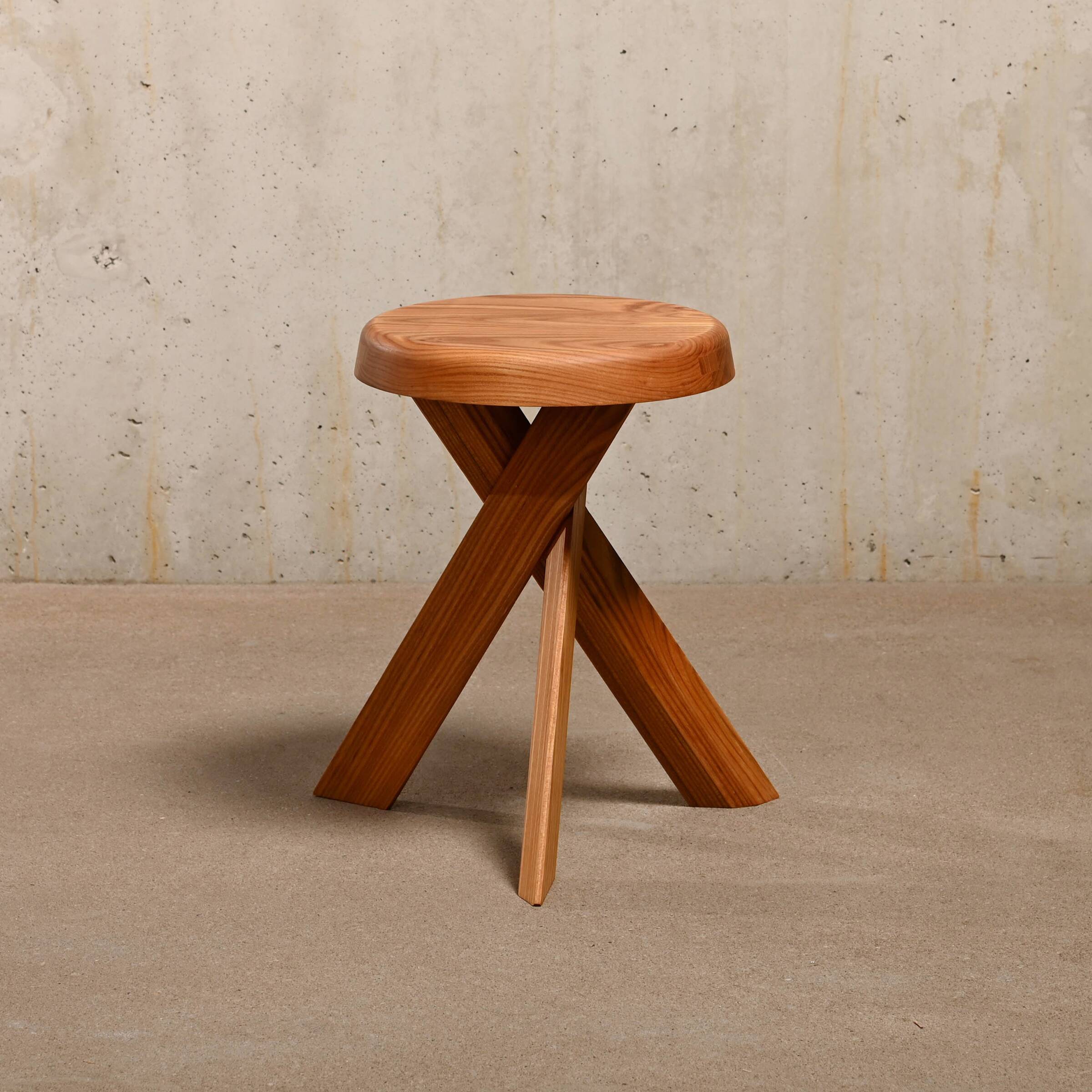Pierre Chapo Stool S31 'Model A' in solid Elmwood, France