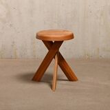 Tabouret Pierre Chapo S31 'Modèle A' en orme massif, France