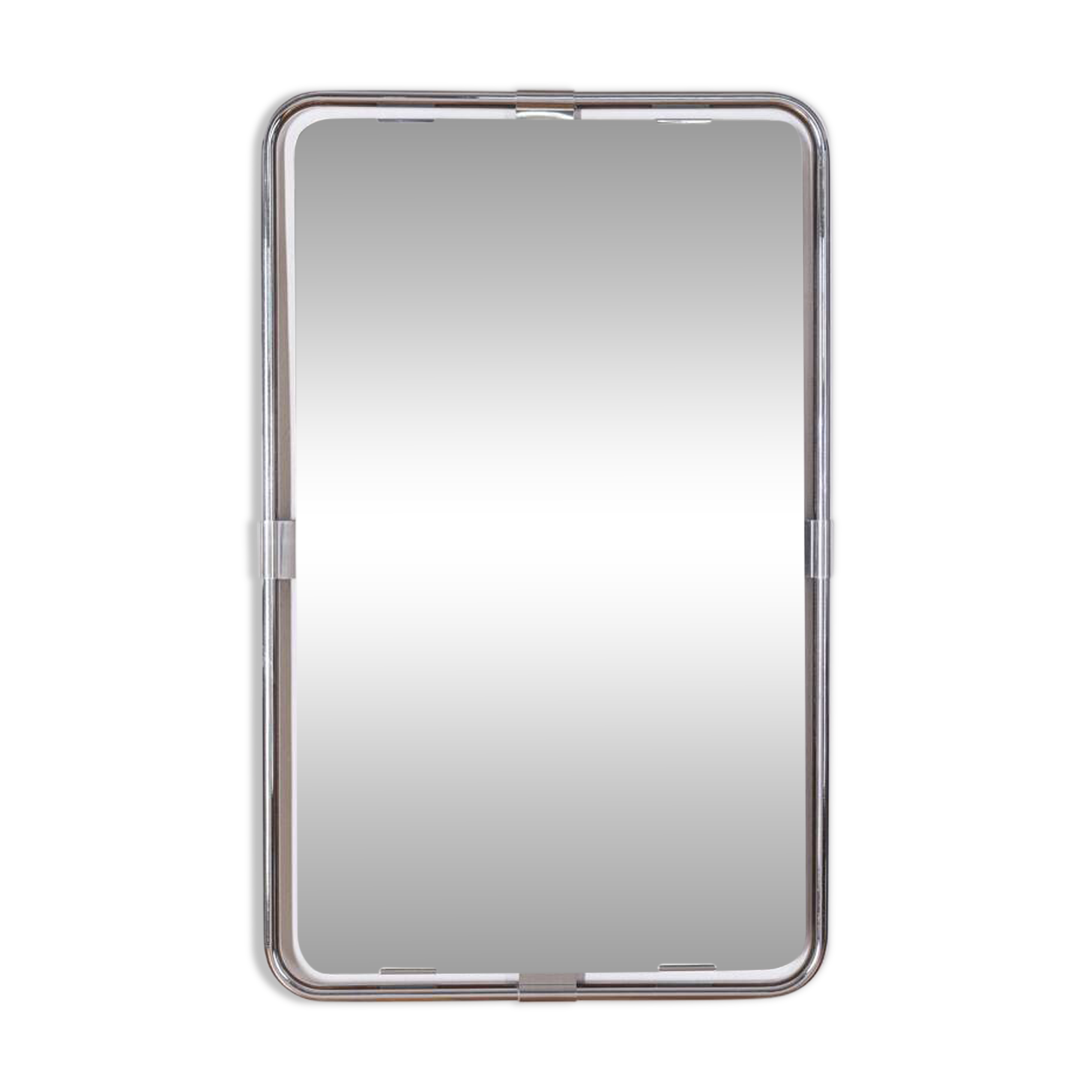 Vintage Italian Chrome Metal Wall Mirror, 1970s