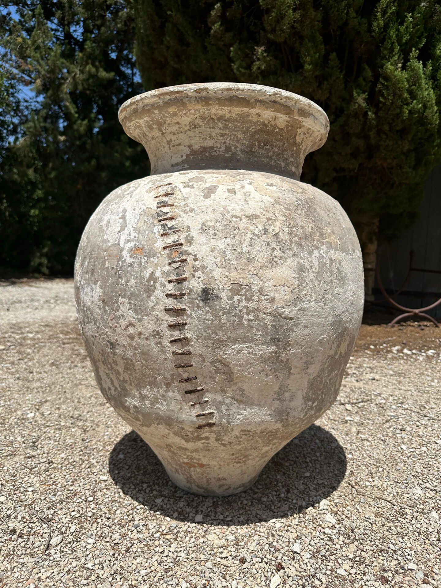 Ancient terracotta pottery jar from the 19th century.