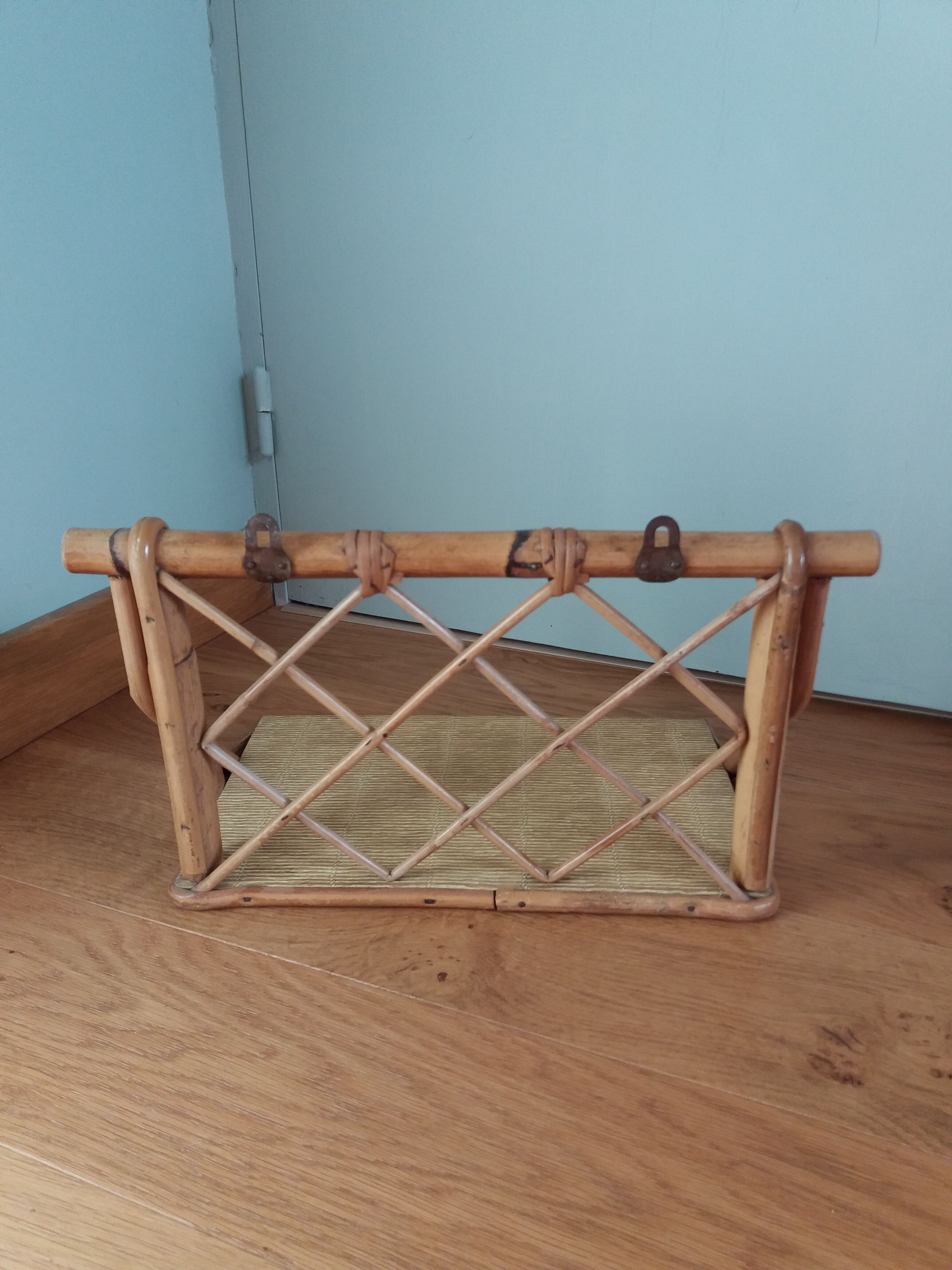 Rattan wicker wall shelf