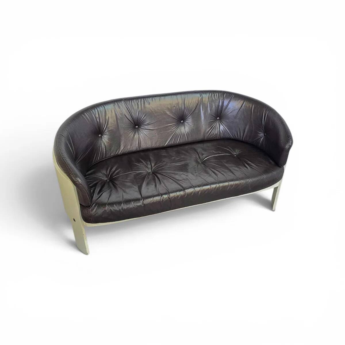 Bz49 sofa by Hans Ell for 't Spectrum / 1970 / dark brown leather