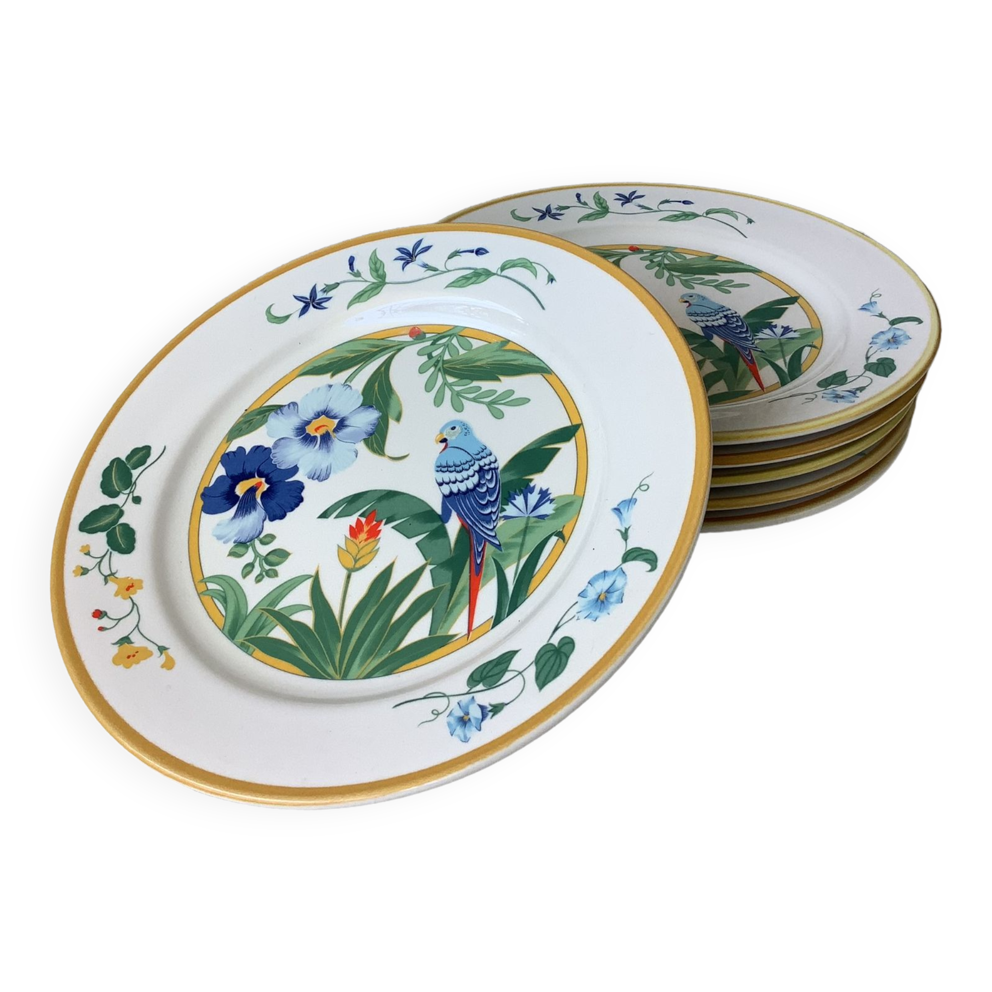 Ara Pier Import Japan Hibiscus and Parrot plates
