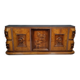 Pier Luigi Colli : enfilade époque Art déco en loupe et bois sculpté