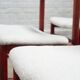 6x red stained beech dining chairs "Model 250" by Farstrup Denmark, 1960's