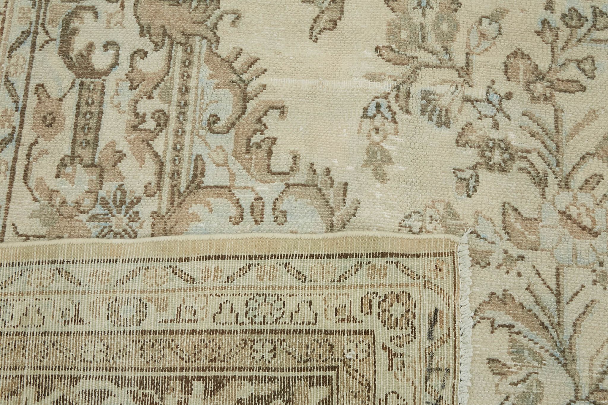 Handmade oriental unique 1980s 305 cm x 400 cm beige wool carpet