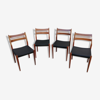 Set de 4 chaises scandinaves teck et skai noir