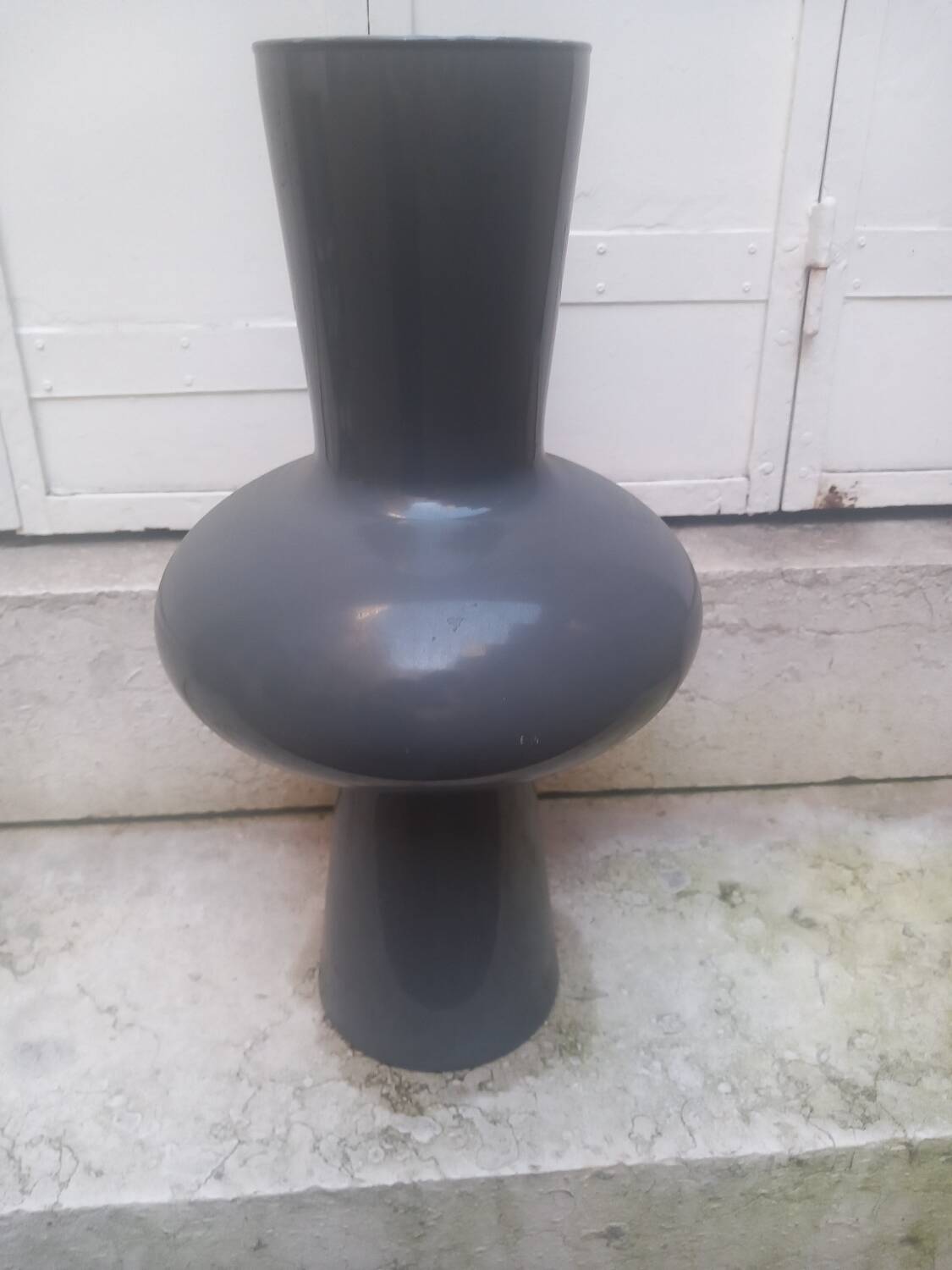 Grey opaline glass designer vase