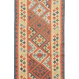 Multicolour Geometric Tribal Handwoven Stair & Hallway Runner Rug 308x87cm