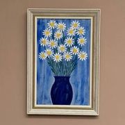 Swedish Oil on Canvas “Blue vase with flowers” by L jonsson Vintage 45x31cm