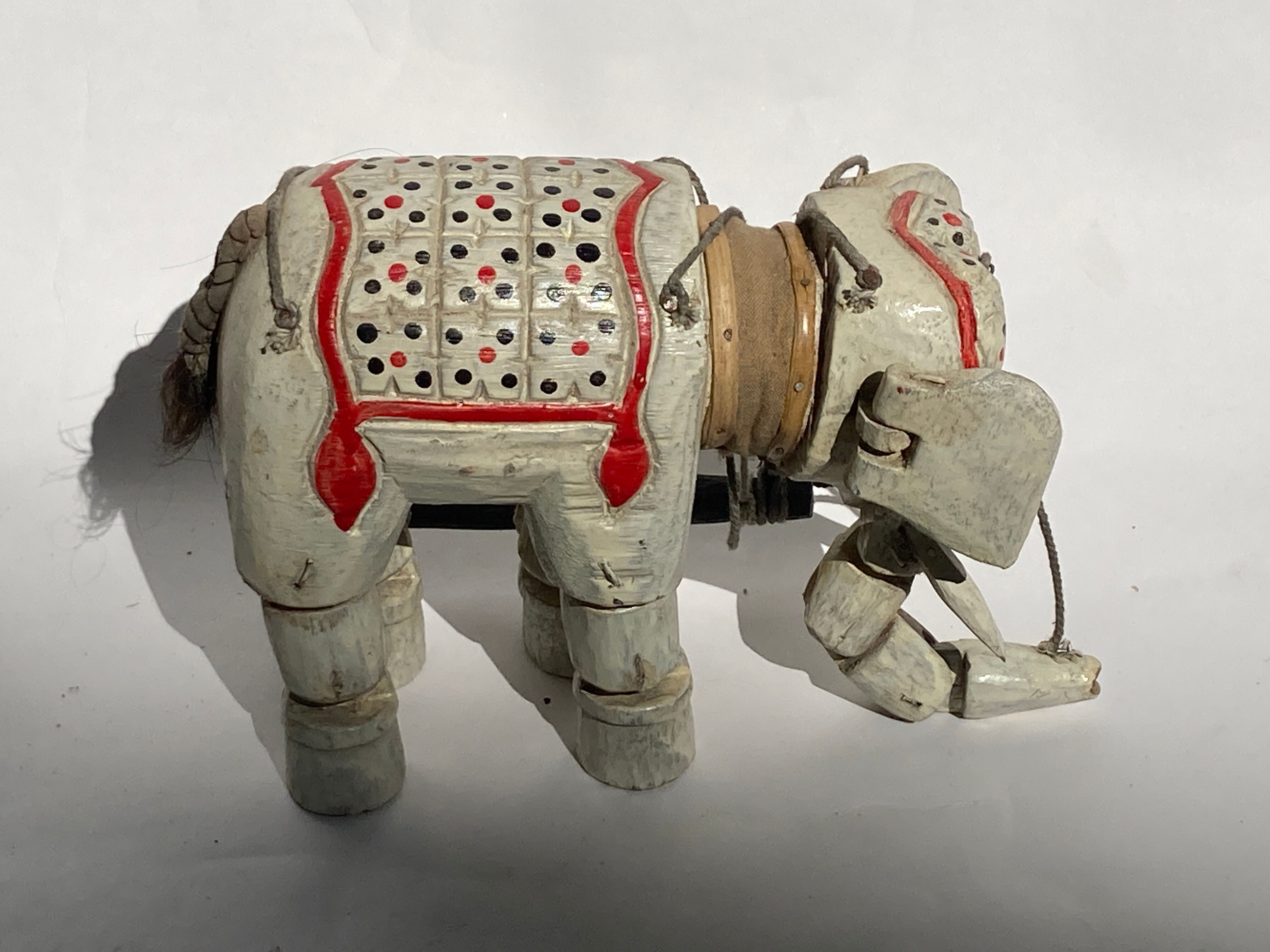 Set of 5 antique Anglo Indian elephant marionettes, puppets