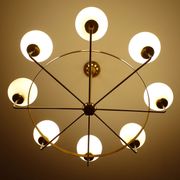 Suspension XXL Vintage Italy, 50s, Brass and Glass