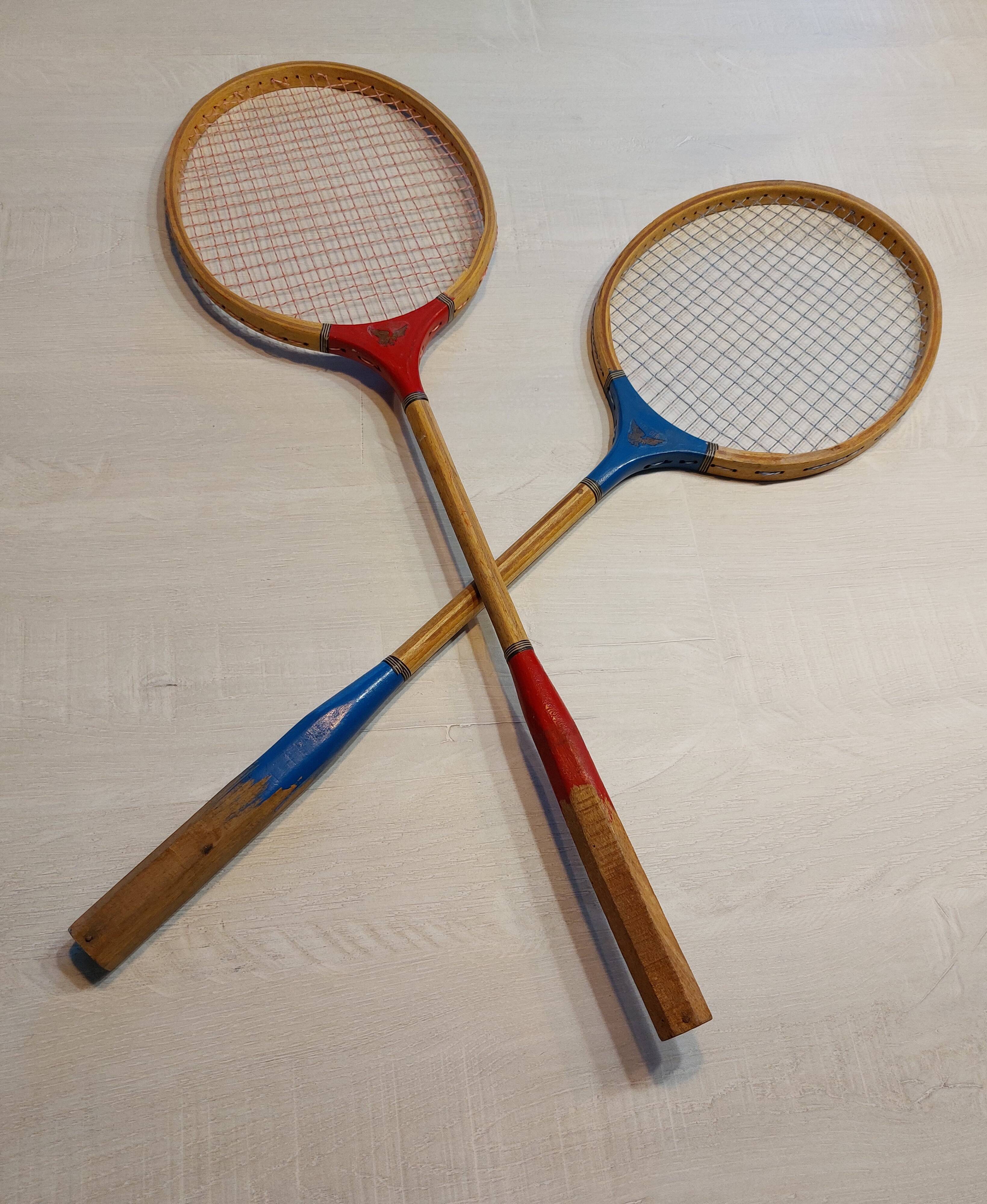 Vintage wooden badminton rackets