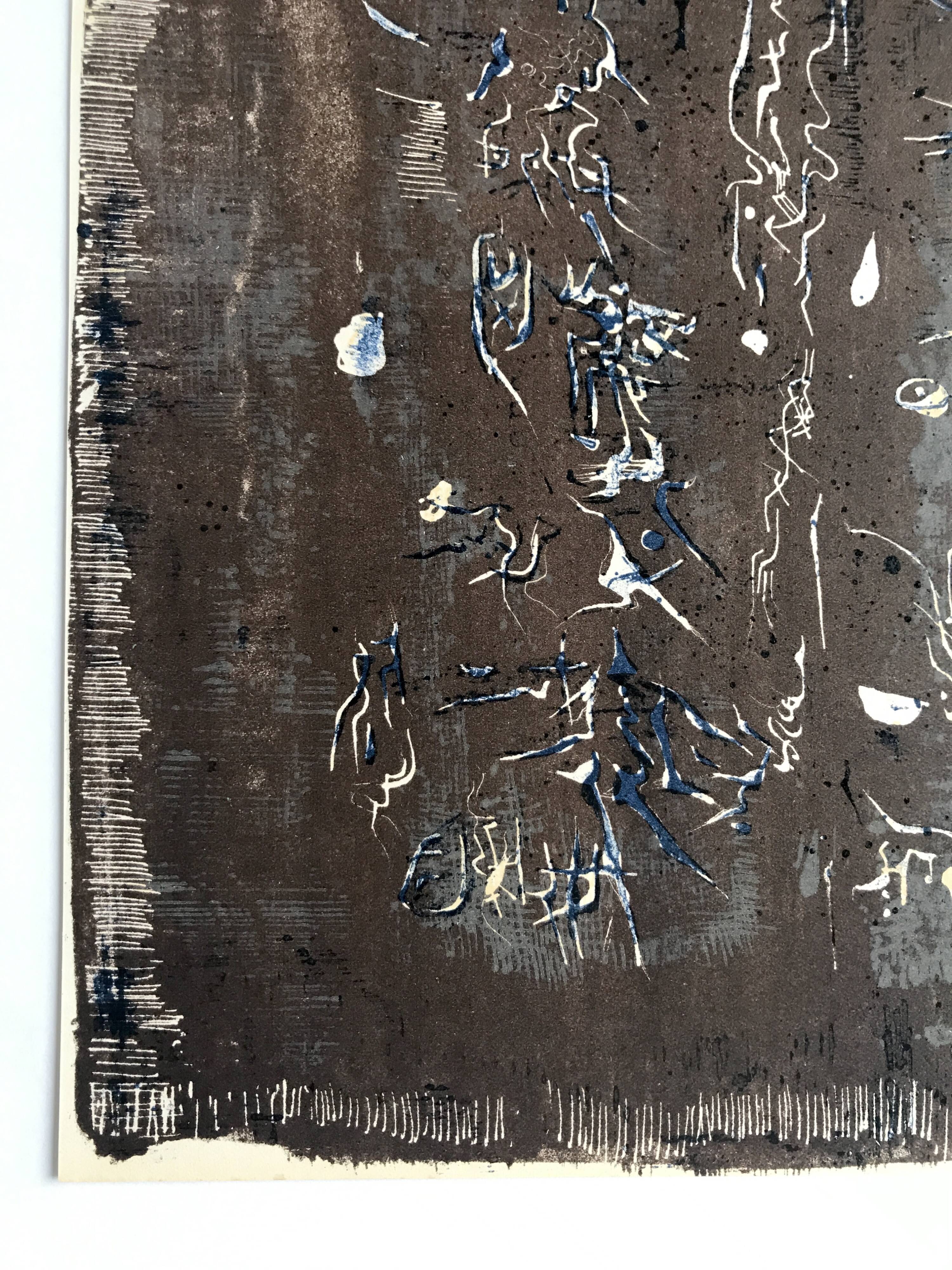 Original lithograph by zao wou-ki, untitled, 1957 (agerup 113)