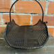 Vintage Black Perforated Sheet Metal Log Holder for Old Fireplace #D6
