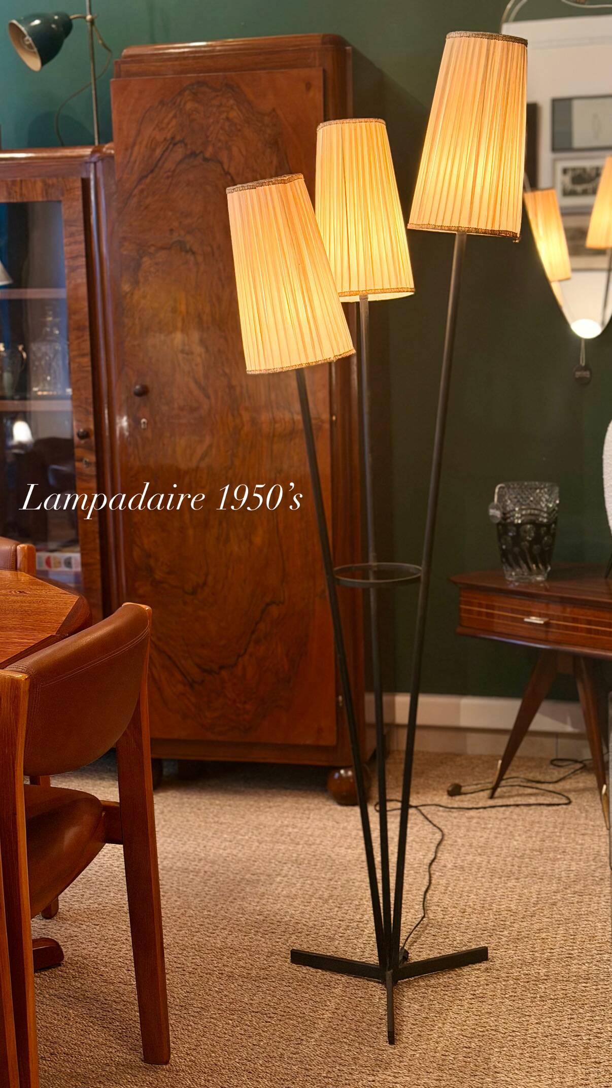 1950s tripod floor lamp