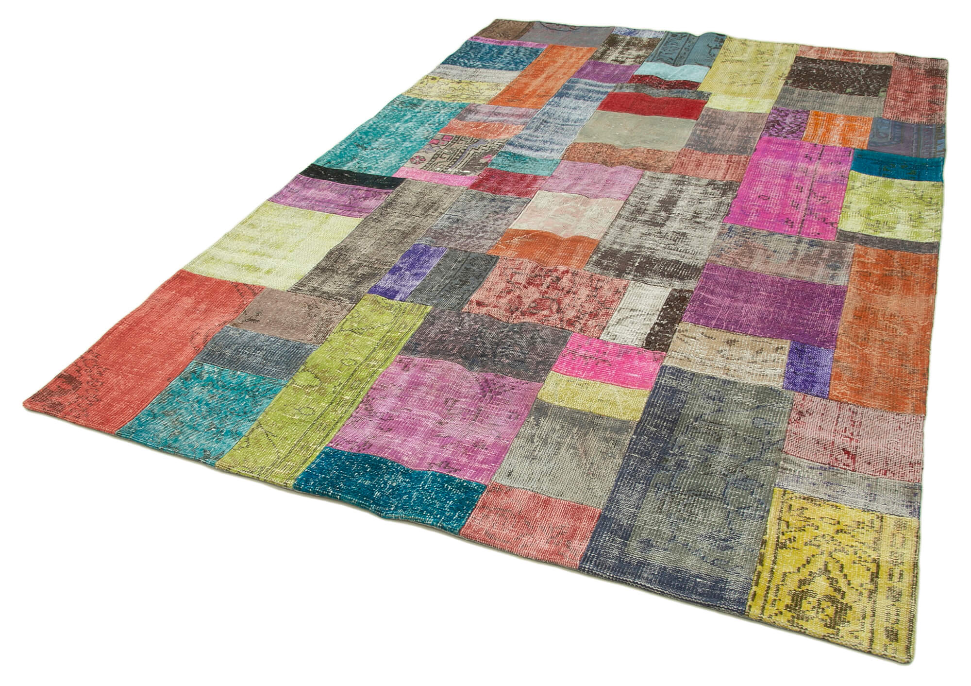 Handmade oriental contemporary 201 cm x 300 cm multicolor patchwork carpet