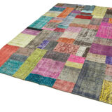 Handmade oriental contemporary 201 cm x 300 cm multicolor patchwork carpet