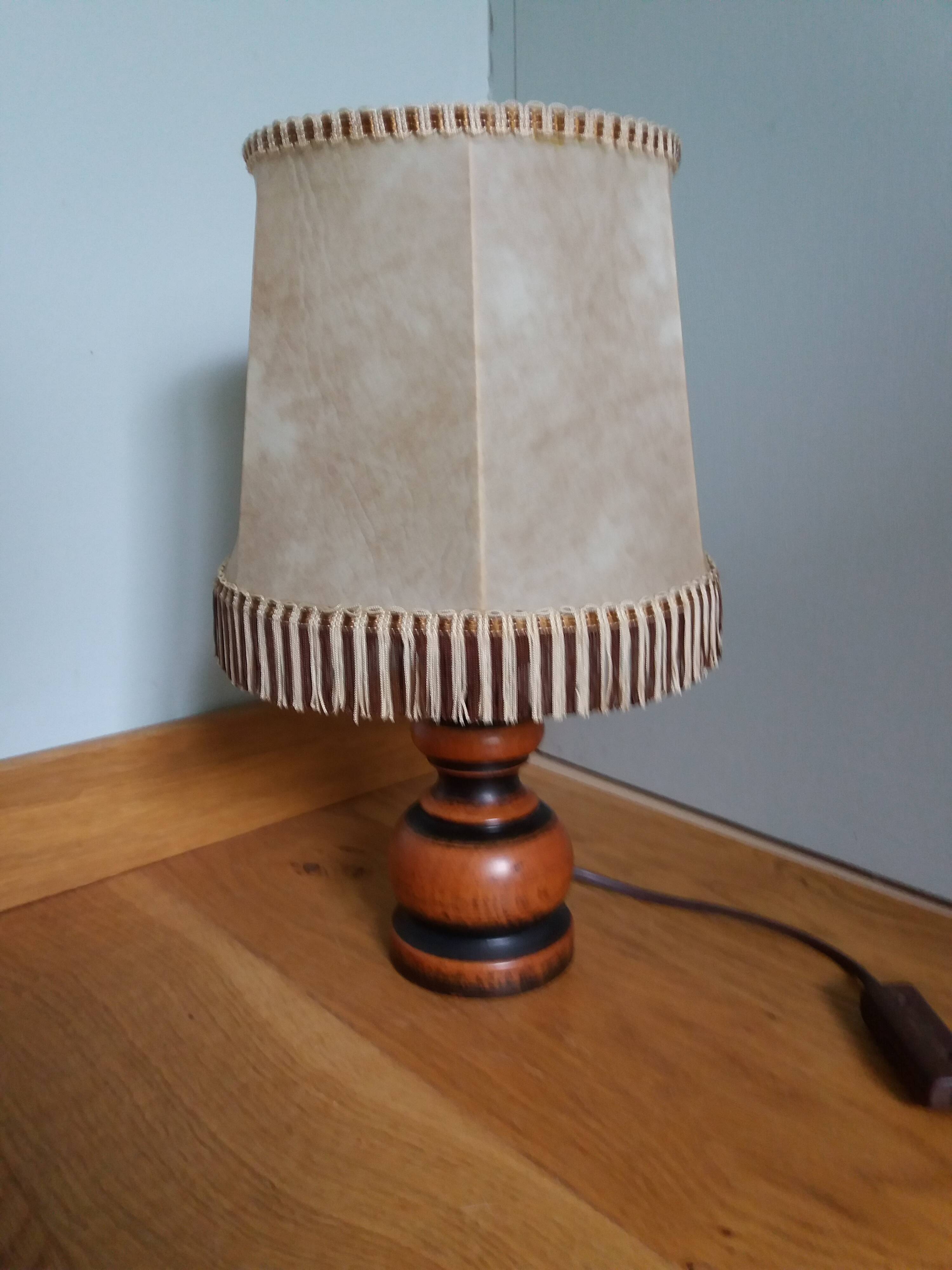 Turned wood lamp