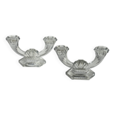 Pair of double Art Deco candlesticks "Imperial" in Crystal – Val Saint Lam