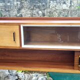 Vintage wooden display cabinet shelf unit – 195 cm