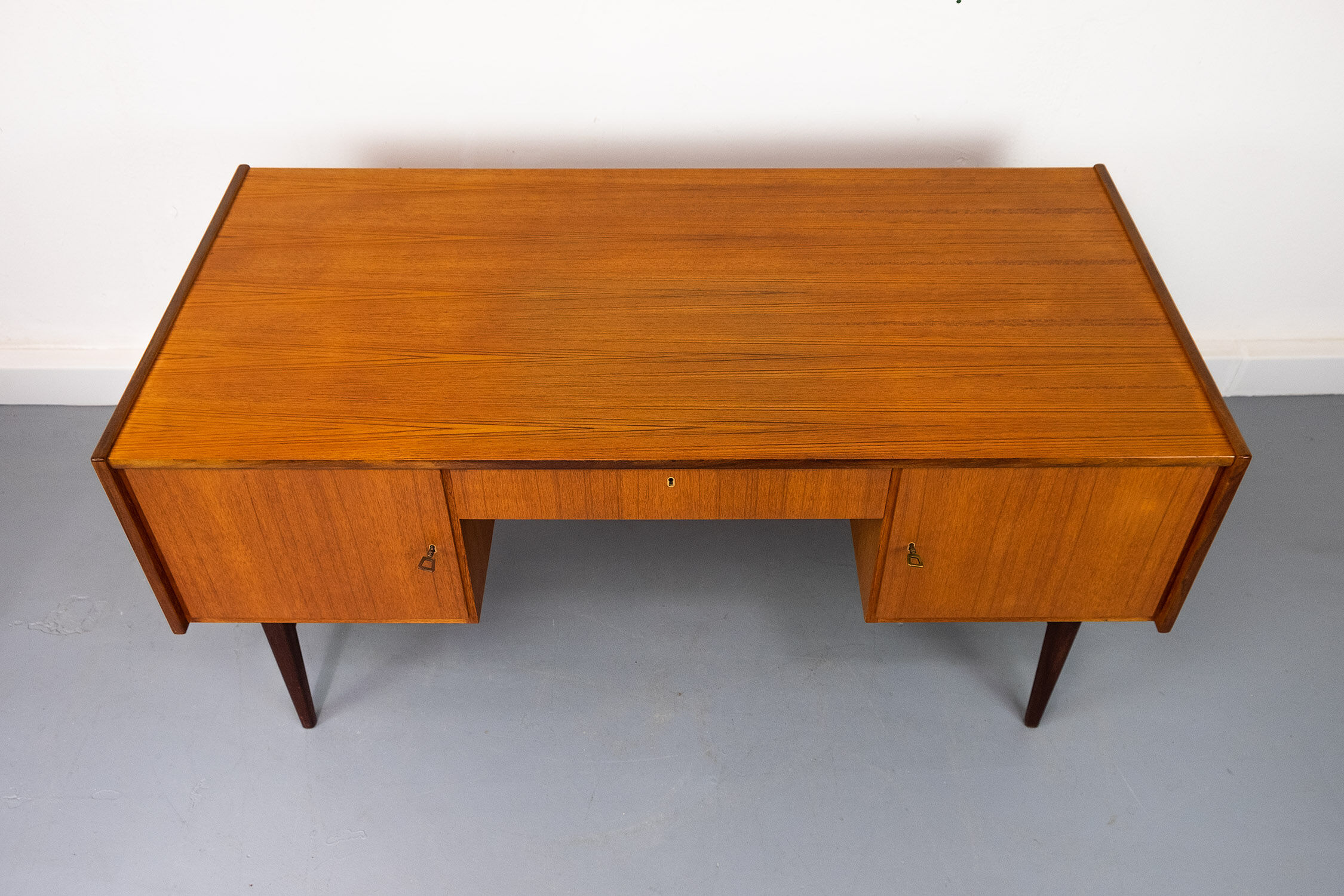 Freestanding vintage teak desk 1960s
