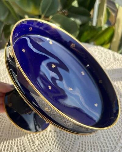 Sèvres Blue Cobalt and Gold Fruit Bowl Porcelain, Napoleon III Style