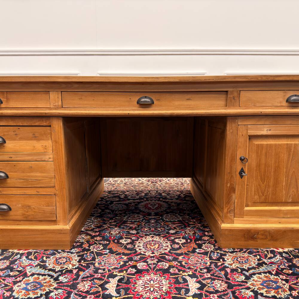 Large classic English desk with back panel