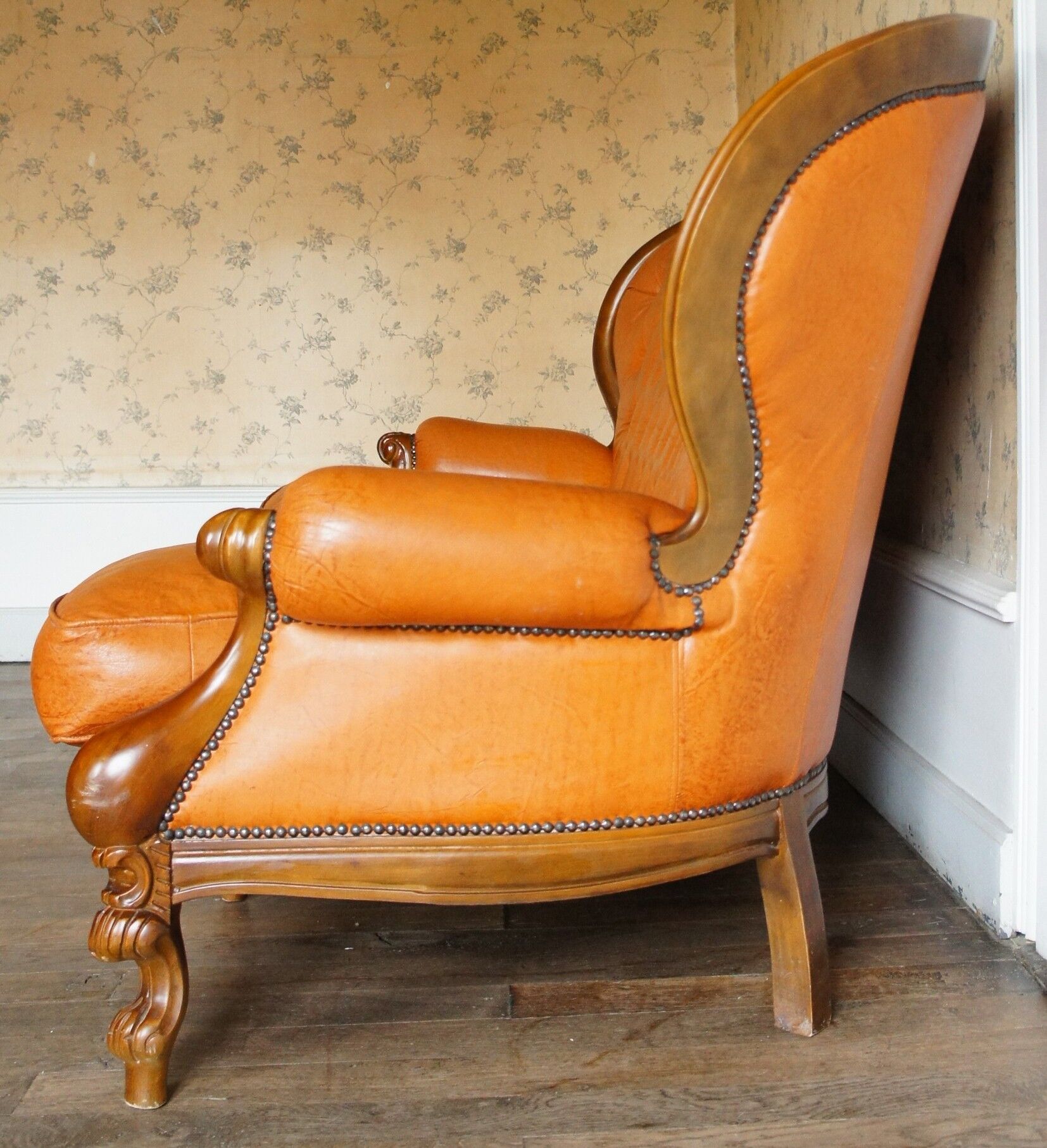 3-seater leather sofa cognac "Ilsat Salotti" Italy circa 1980