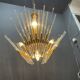 Murano Glass Rod Brass Chandelier, Italy, 1970s