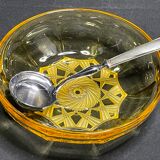 Cut crystal compotier with his spoon in a box