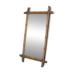 Grand miroir faux bambou