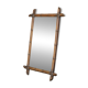 Grand miroir faux bambou en bois massif et miroir patiné, début XXe siècle