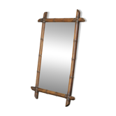 Large faux bamboo mirror in solid wood and patinated mirror, early 20th century.