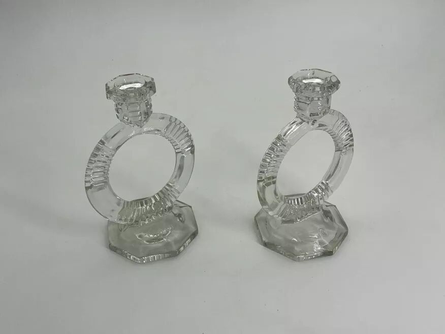 Pair of antique crystal candlesticks